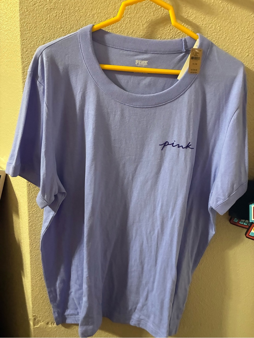 PINK Victoria's Secret Lavender Crewneck Tee with Script Logo